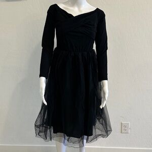 PatPat Black Long Sleeve Tulle Dress